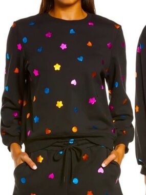 NWT ban.do You’re a Gem Black Sweatshirt with metallic foil shapes size M
